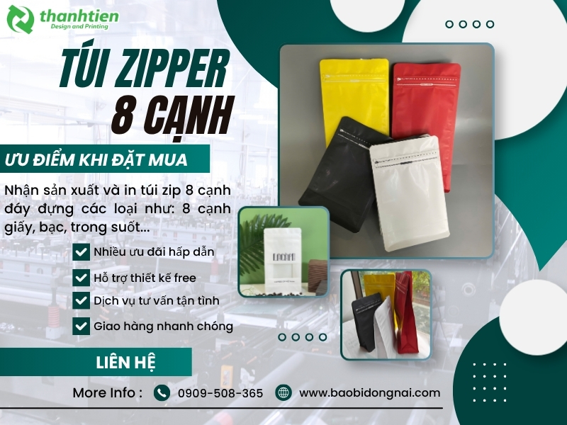 Chuyên cung cấp các loại túi zipper 8 cạnh giá sỉ tại Đồng Nai