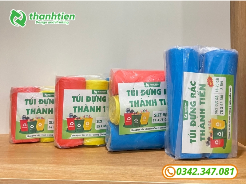 Đầy đủ kích thước bịch rác 3 màu