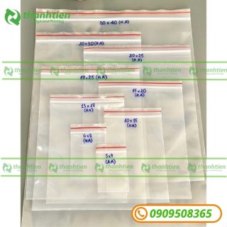 Kích thước túi zipper viền chỉ đỏ