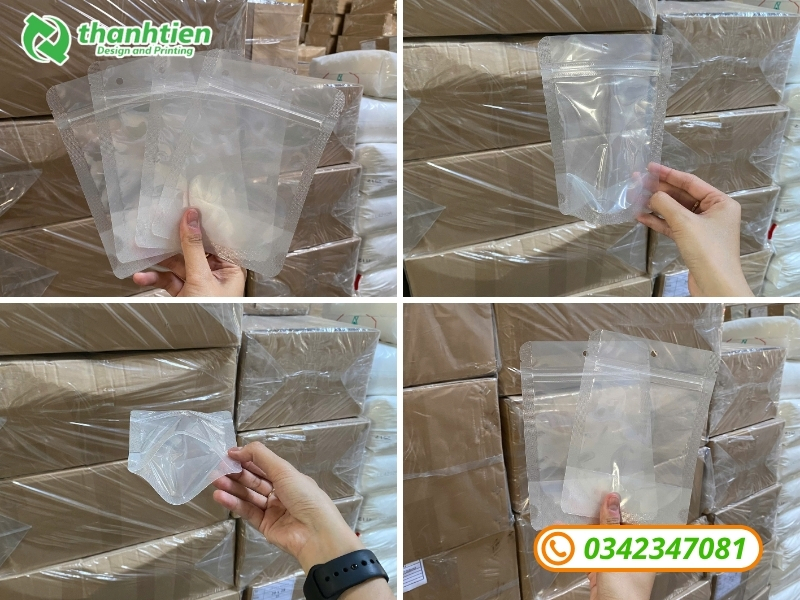 Túi zip trong suốt đáy đứng