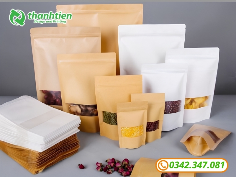 Túi zipper giấy Kraft đựng thức phẩm