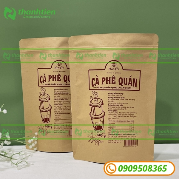 Túi zipper giấy đựng cà phê Túi zipper giấy đựng cà phê