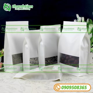 Túi zipper giấy trắng 8 cạnh