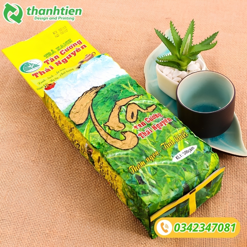 Bao bì xếp hông đựng trà xanh
