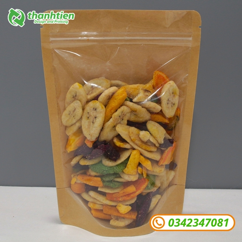 Bao bì zip giấy Kraft đựng trái cây sấy