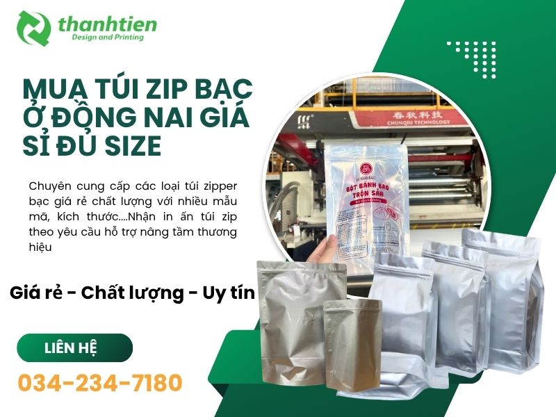 Chuyên cung cấp các loại túi zip bạc 100g, 500g, 1kg...g