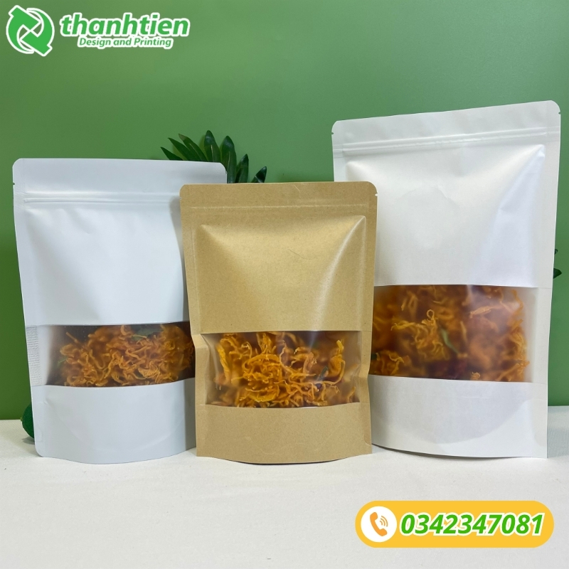 Túi zip giấy cửa sổ tràn đựng thực phẩm