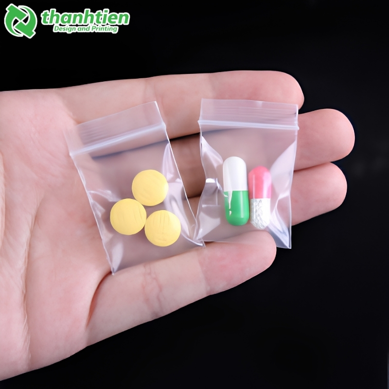 Túi zip mini chỉ trắng