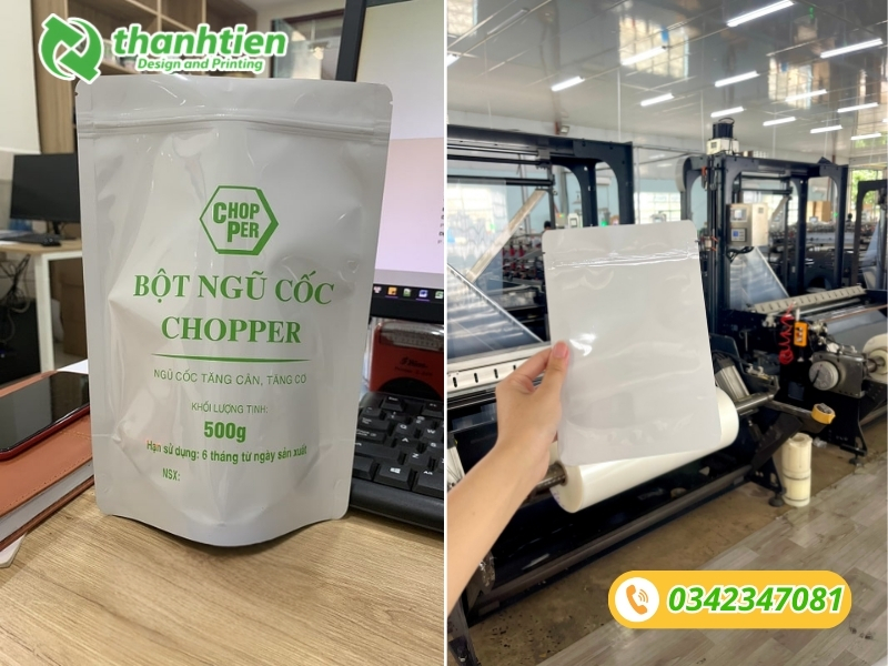 Túi zip trắng sữa đựng ngũ cốc