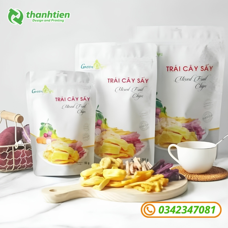 Túi zip trắng sữa đựng trái cấy sấy