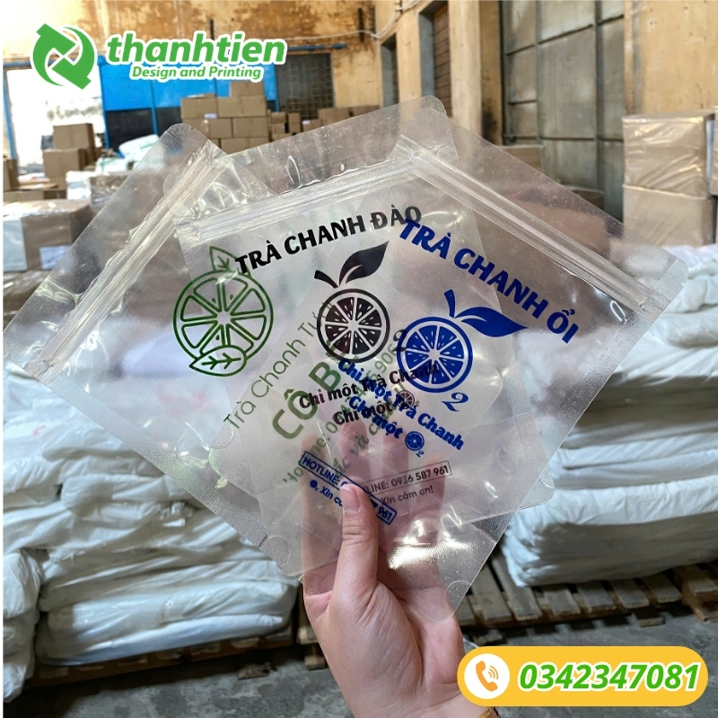 Túi zip trong 2 mặt đựng trà chanh