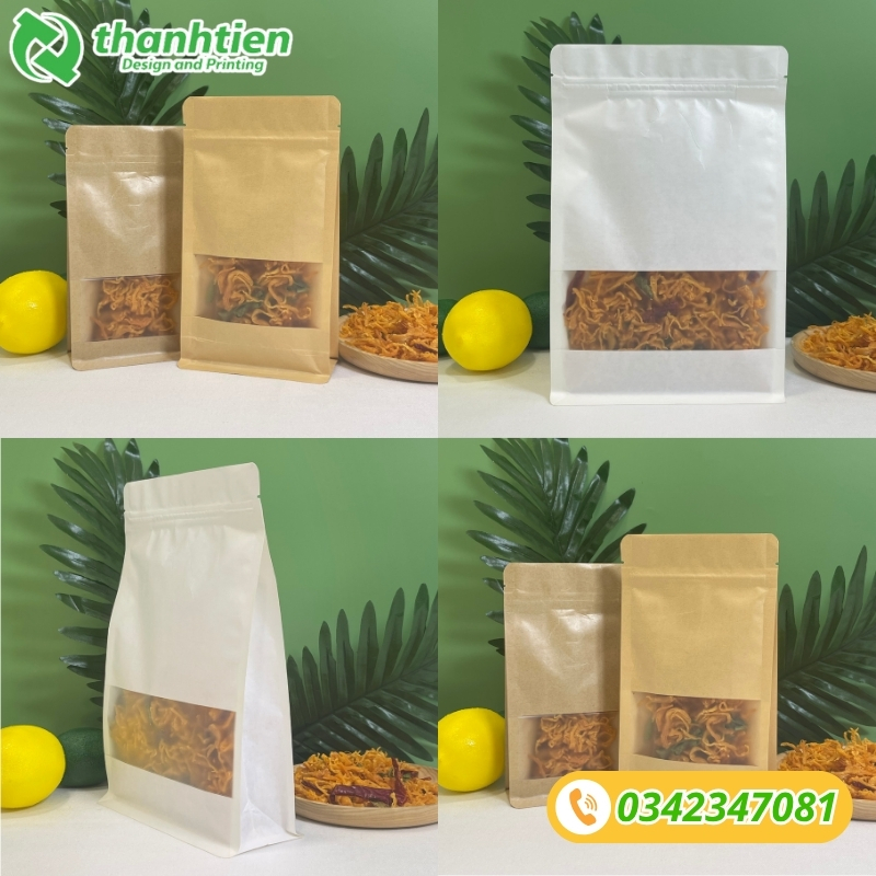 Túi ziplock Kraft 8 cạnh đựng thực phẩm