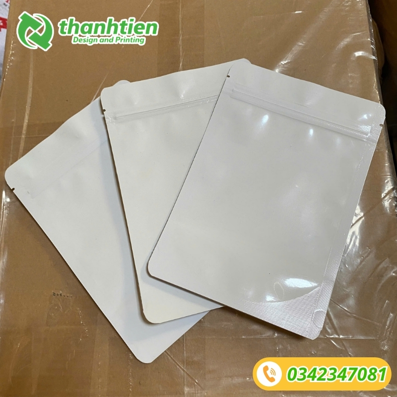 Túi zipper màu trắng sữa