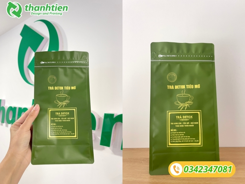 Bao bì zipper khóa nhật đựng trà xanh