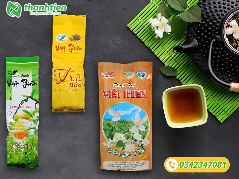 In ấn túi đựng trà xanh sắc nét