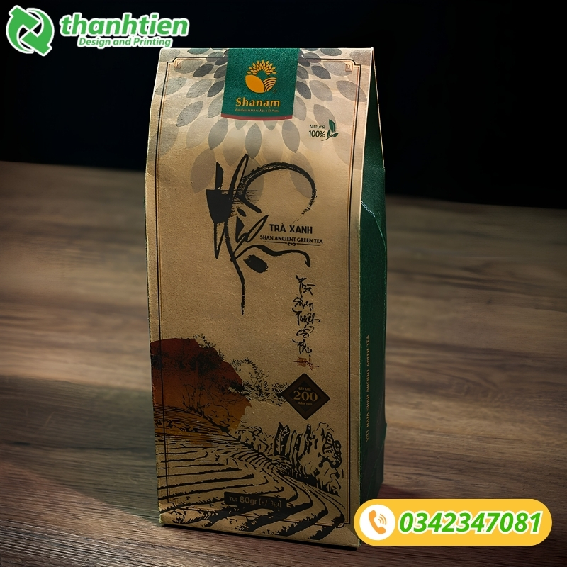 Túi giấy đựng trà xanh