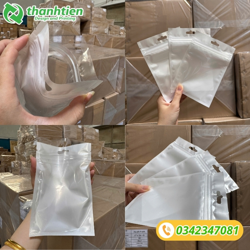Túi zip 1 mặt bạc 1 mặt trong hút chân không