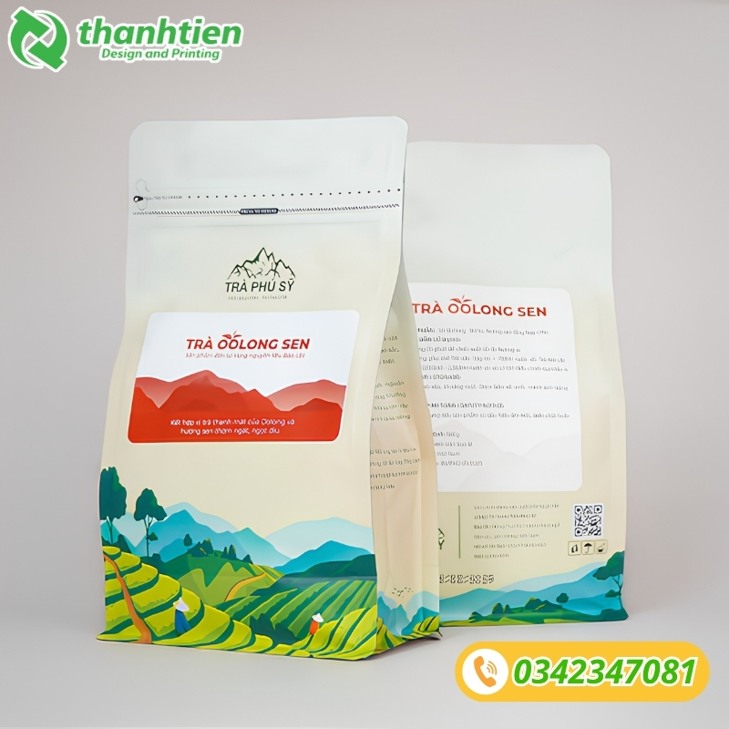 Túi zip 8 cạnh đựng trà xanh
