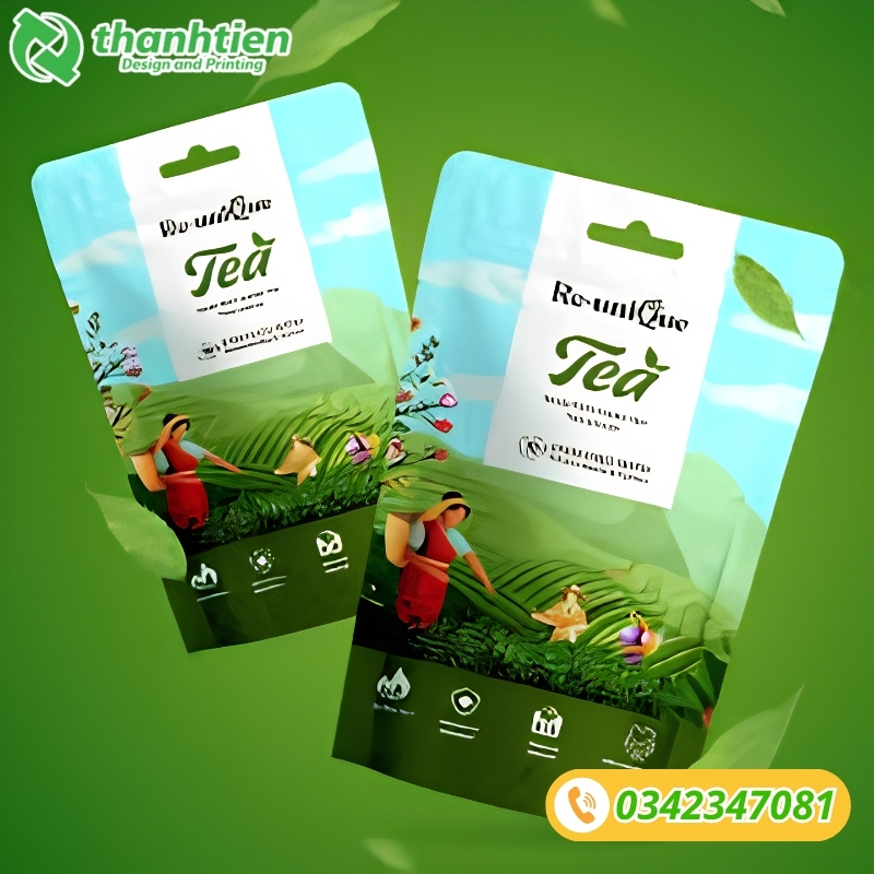 Túi zipper đựng trà xanh